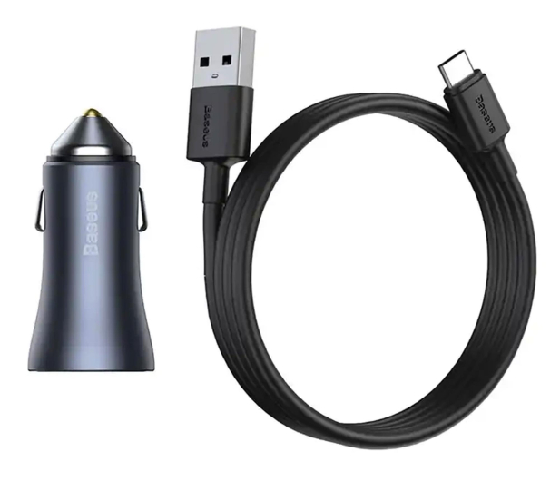 Baseus Golden Contactor Pro Car Charger U+U Grey + cable - 1348128 - zdjęcie